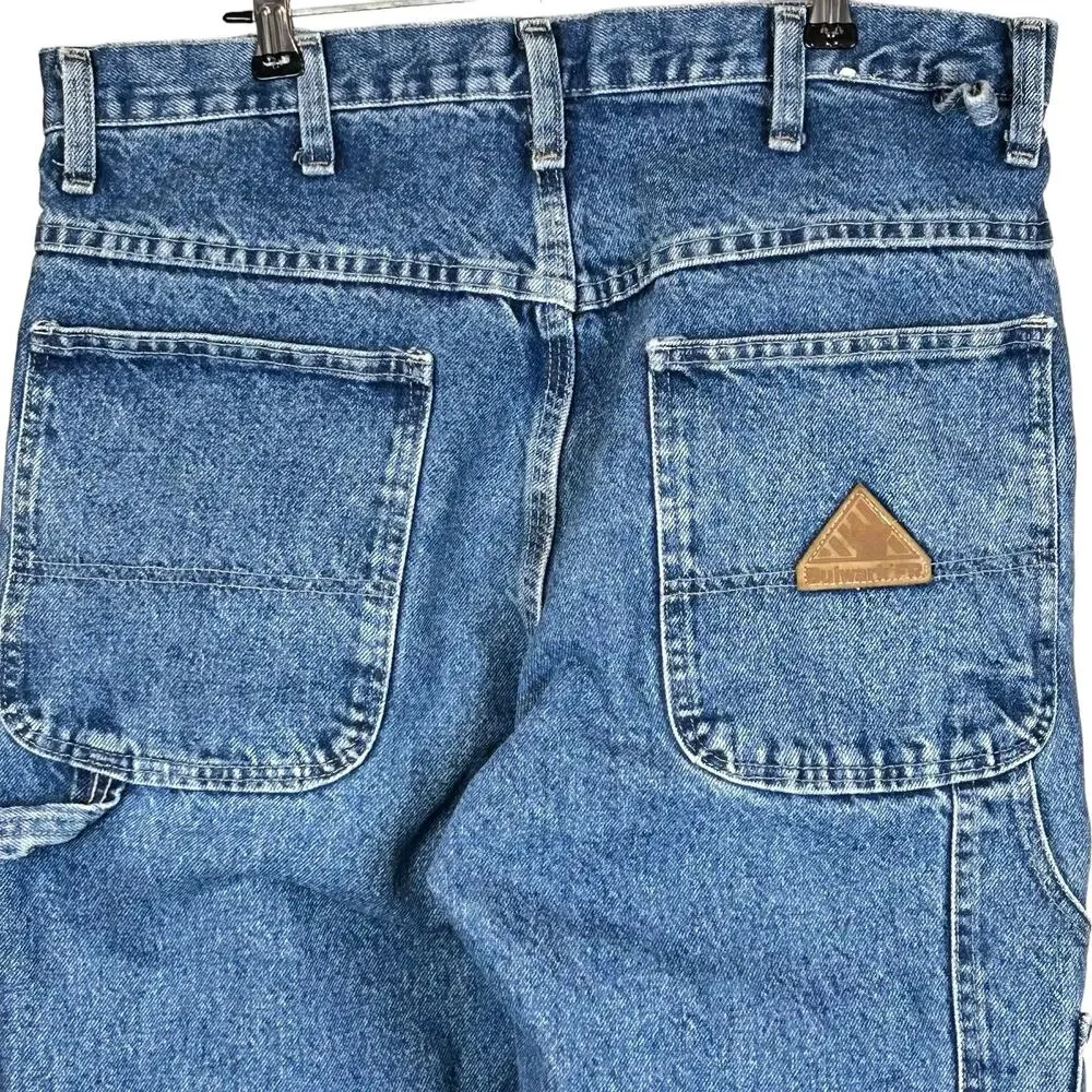 Bulwark FR Men Jeans Size 34 Blue Flame Resistant Carpenter Style Heavy Denim